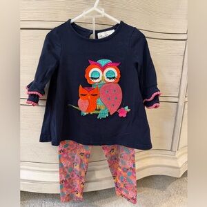 Rare Editions Toddler Girls Ruffle Owl Top & Floral Leggings Set Size 2T